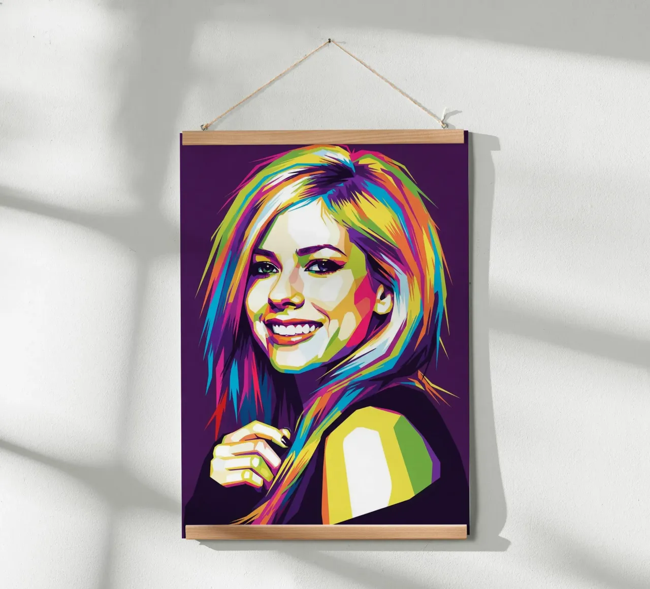 Sorriso di Avril Lavigne poster con telaio in legno da Hantamrata
