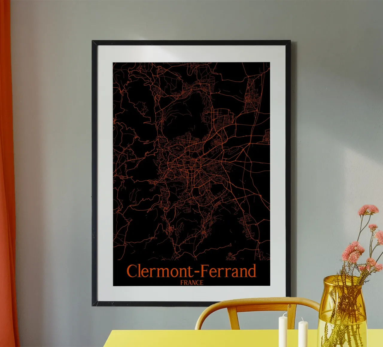 Clermont-Ferrand poster con telaio in alluminio da MiMap