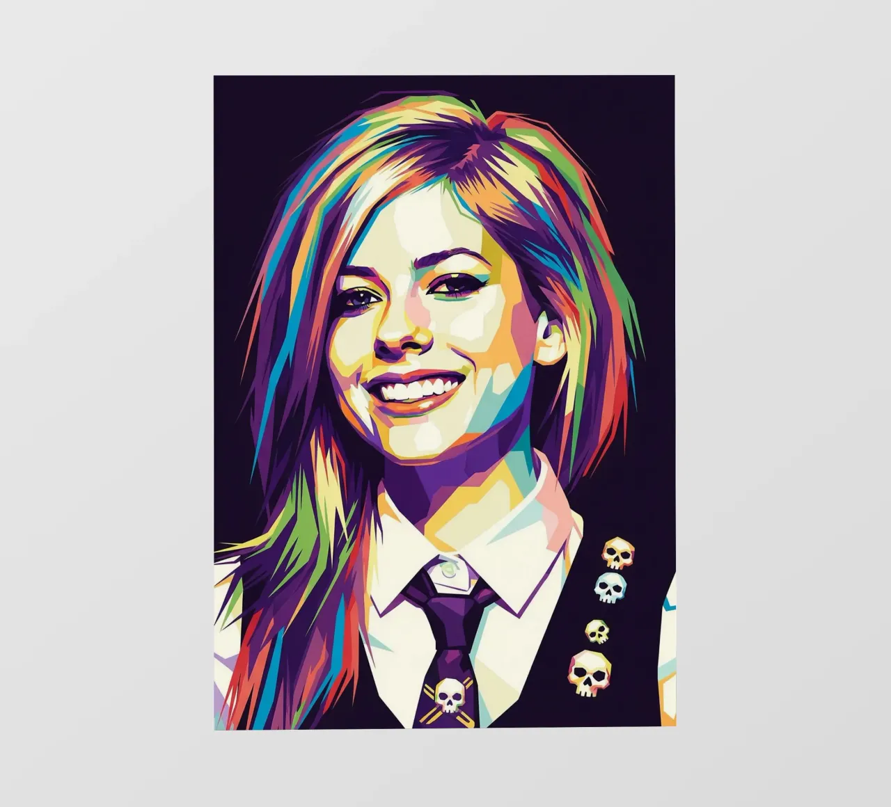 Avril Lavigne con l'iconico sorriso telo in pvc da Hantamrata