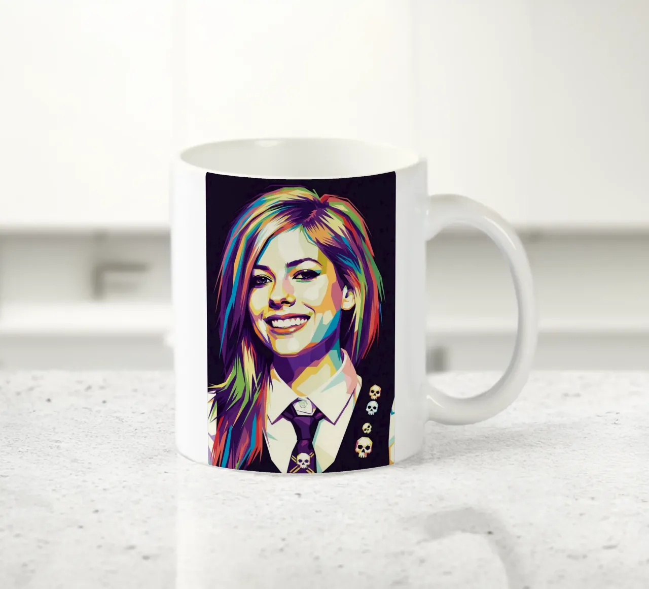 Avril Lavigne con l'iconico sorriso tazza in ceramica da Hantamrata