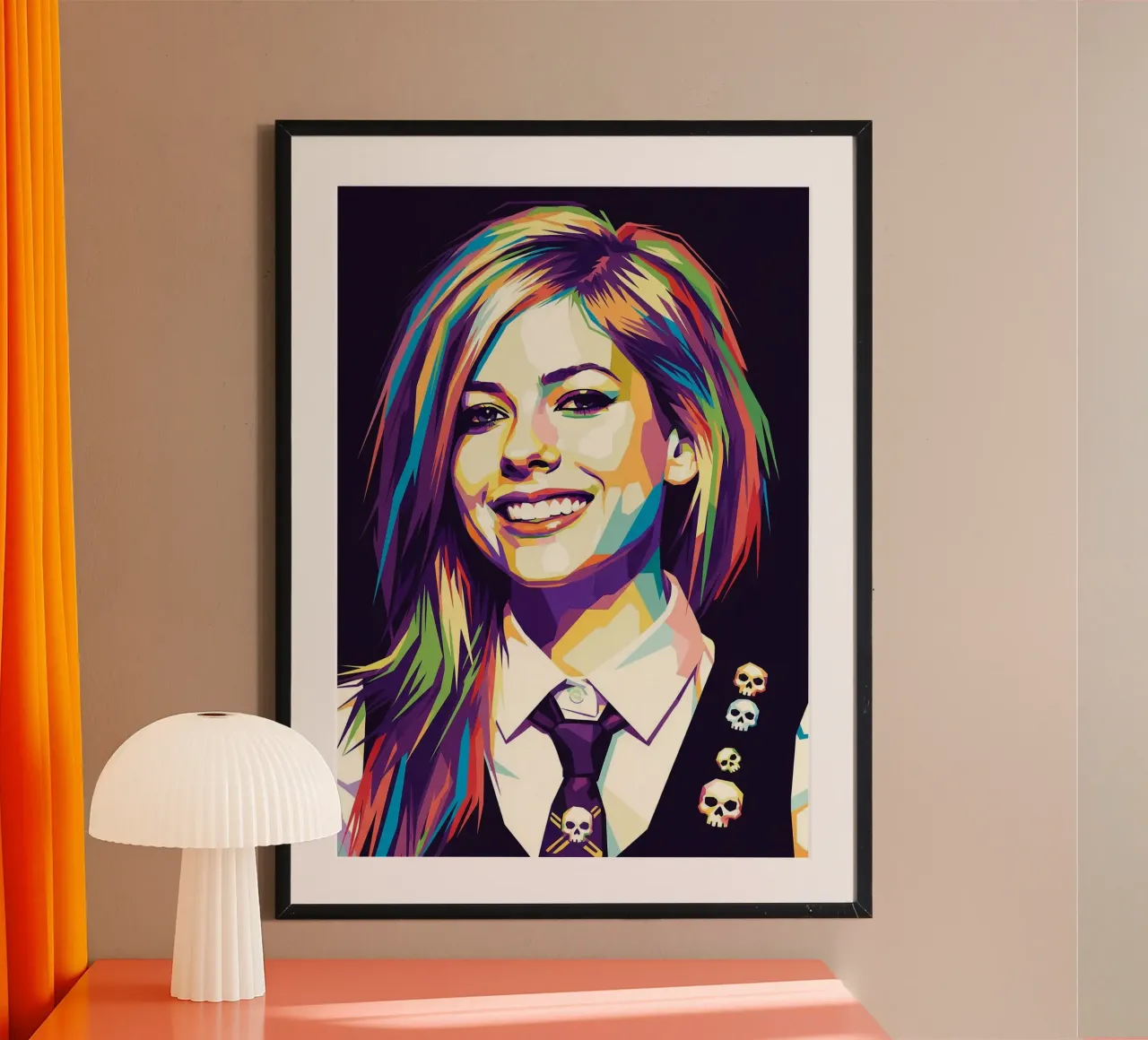 Avril Lavigne con l'iconico sorriso poster con telaio in alluminio da Hantamrata
