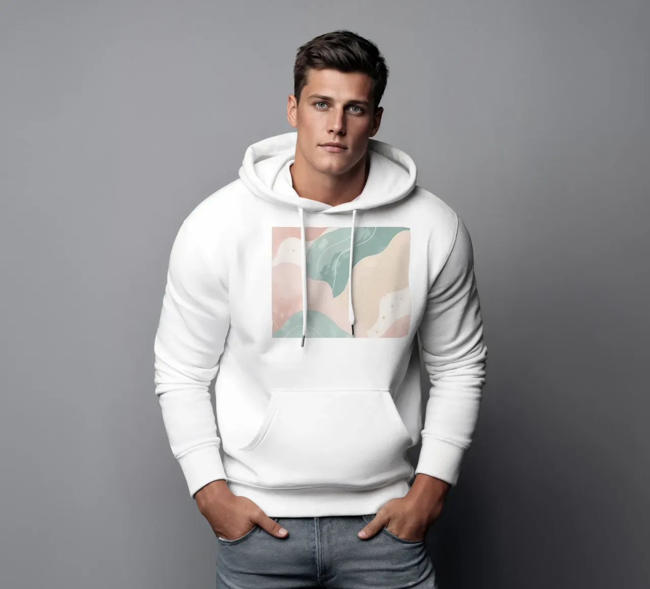 Forme astratte pastello con linee bianche felpa con cappuccio da DesignDoodle