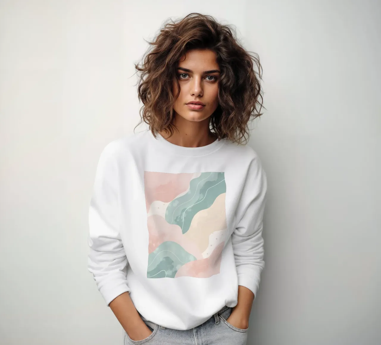 Forme astratte pastello con linee bianche felpa da DesignDoodle