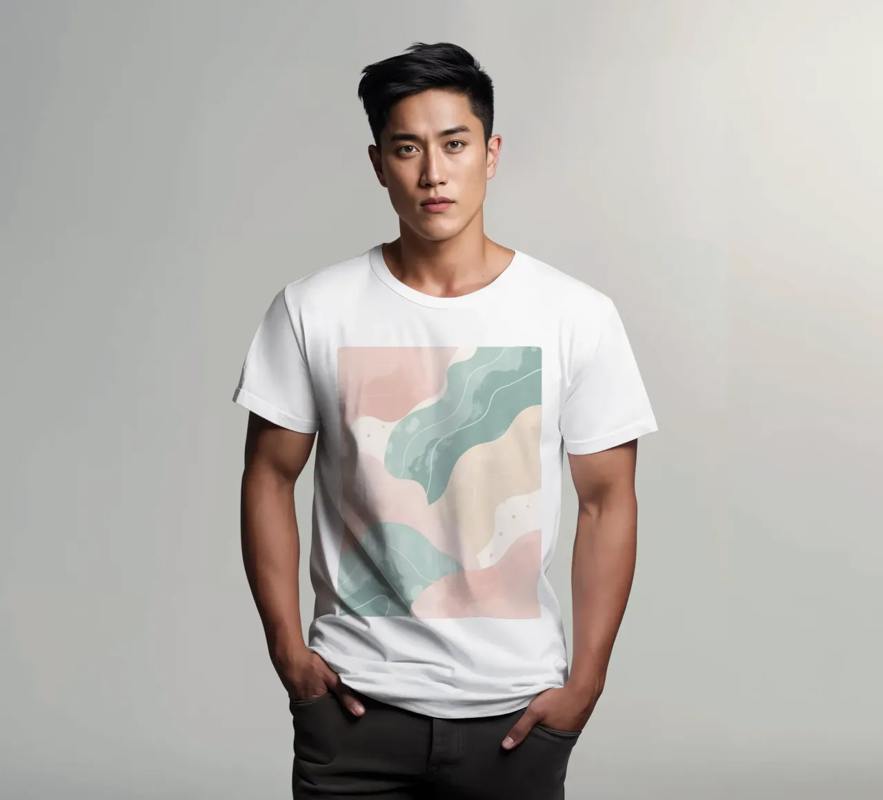 Forme astratte pastello con linee bianche t-shirt da DesignDoodle