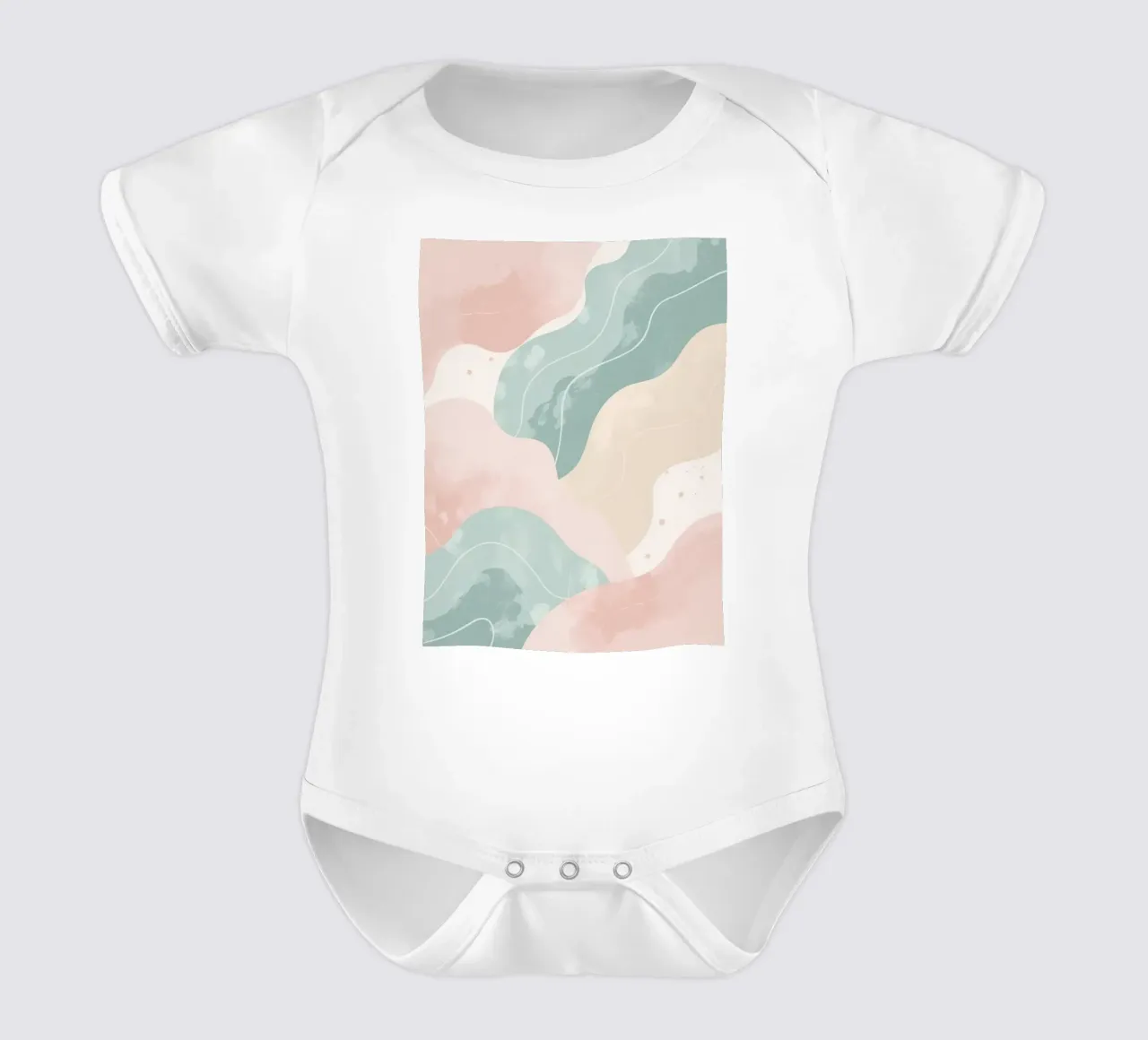 Forme astratte pastello con linee bianche body neonato maniche corte da DesignDoodle