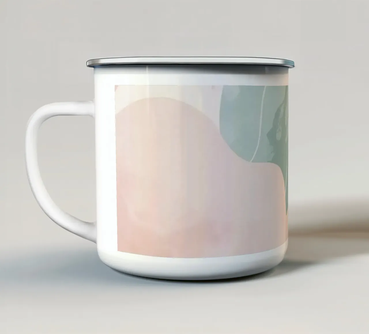 Forme astratte pastello con linee bianche tazza in smalto da DesignDoodle