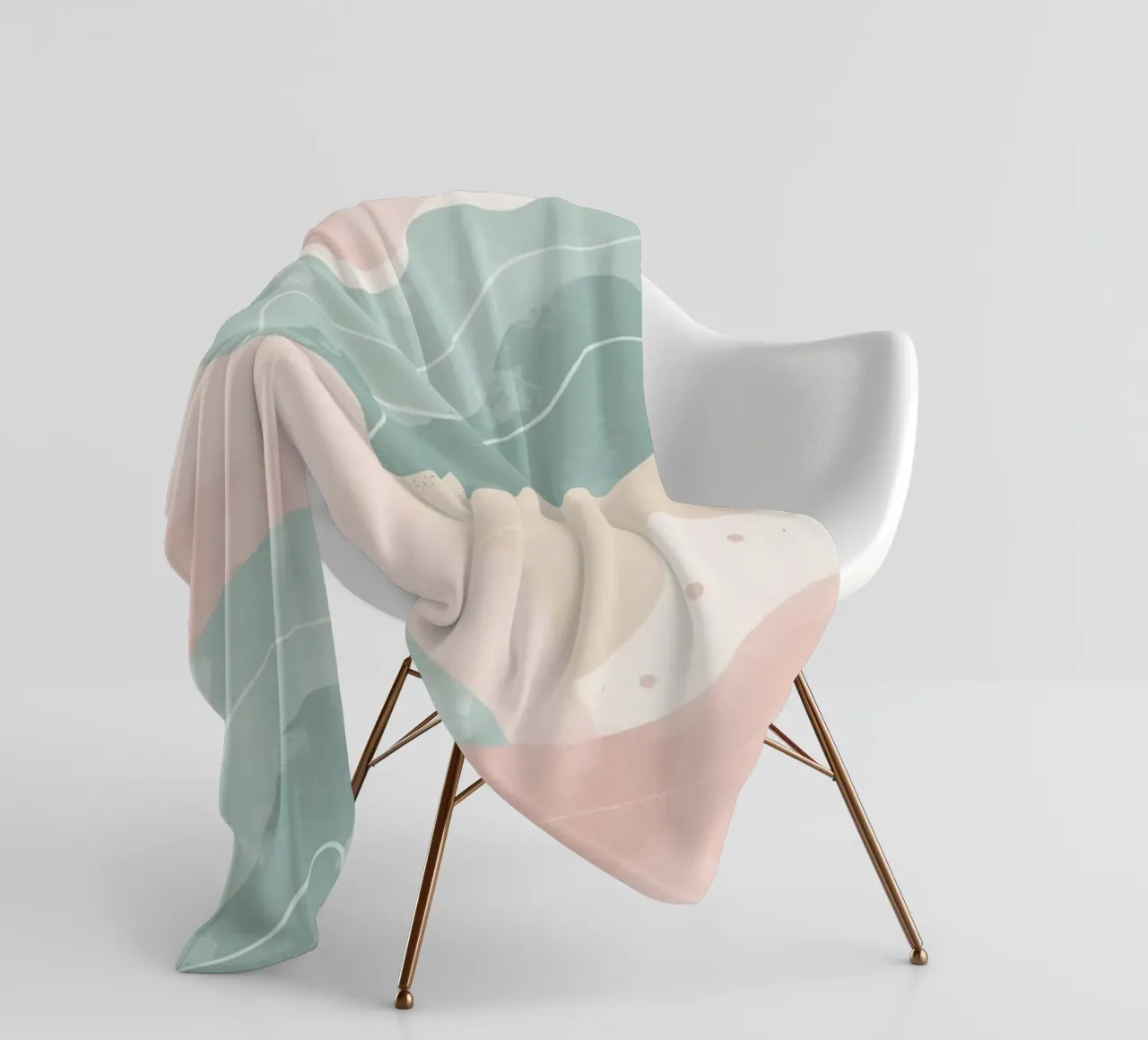 Forme astratte pastello con linee bianche coperta in pile da DesignDoodle