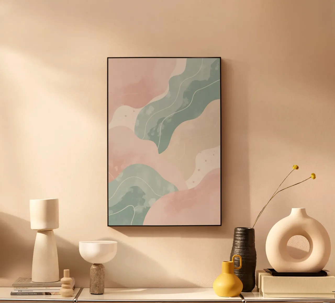 Forme astratte pastello con linee bianche plexiglass da DesignDoodle