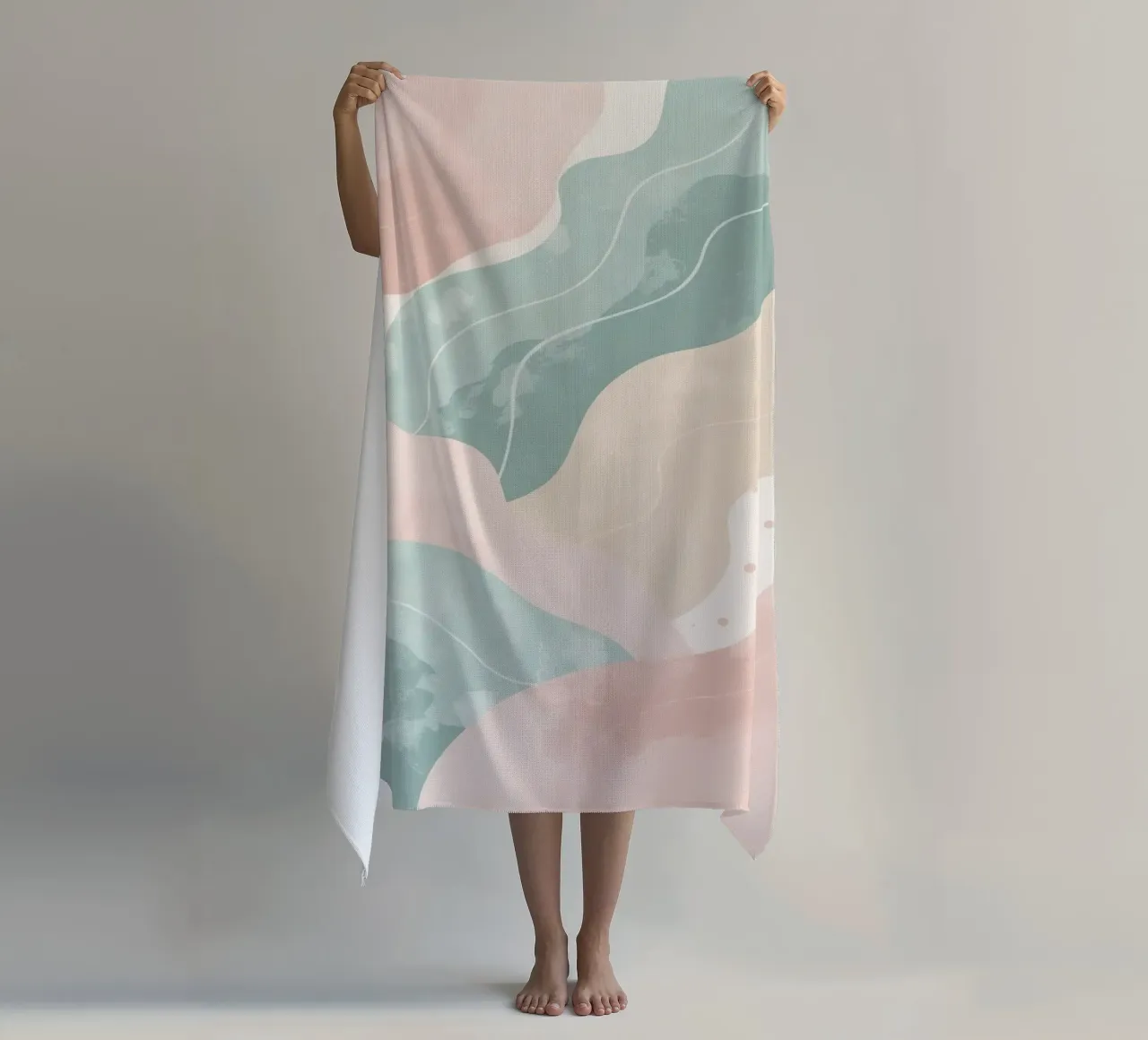 Forme astratte pastello con linee bianche telo mare da DesignDoodle