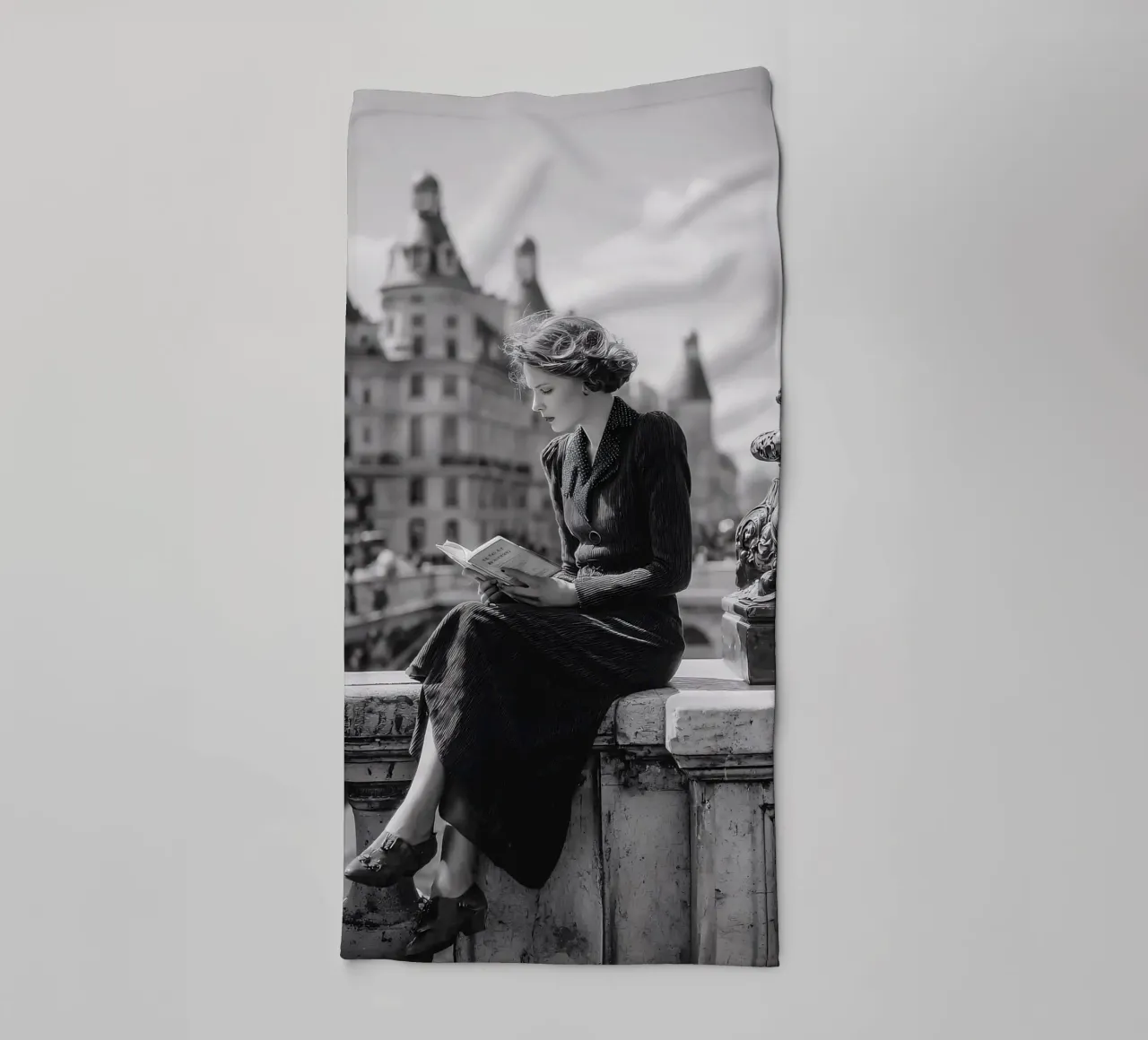 The reader from Pont Neuf towel by M-Ulrich-Digital Art