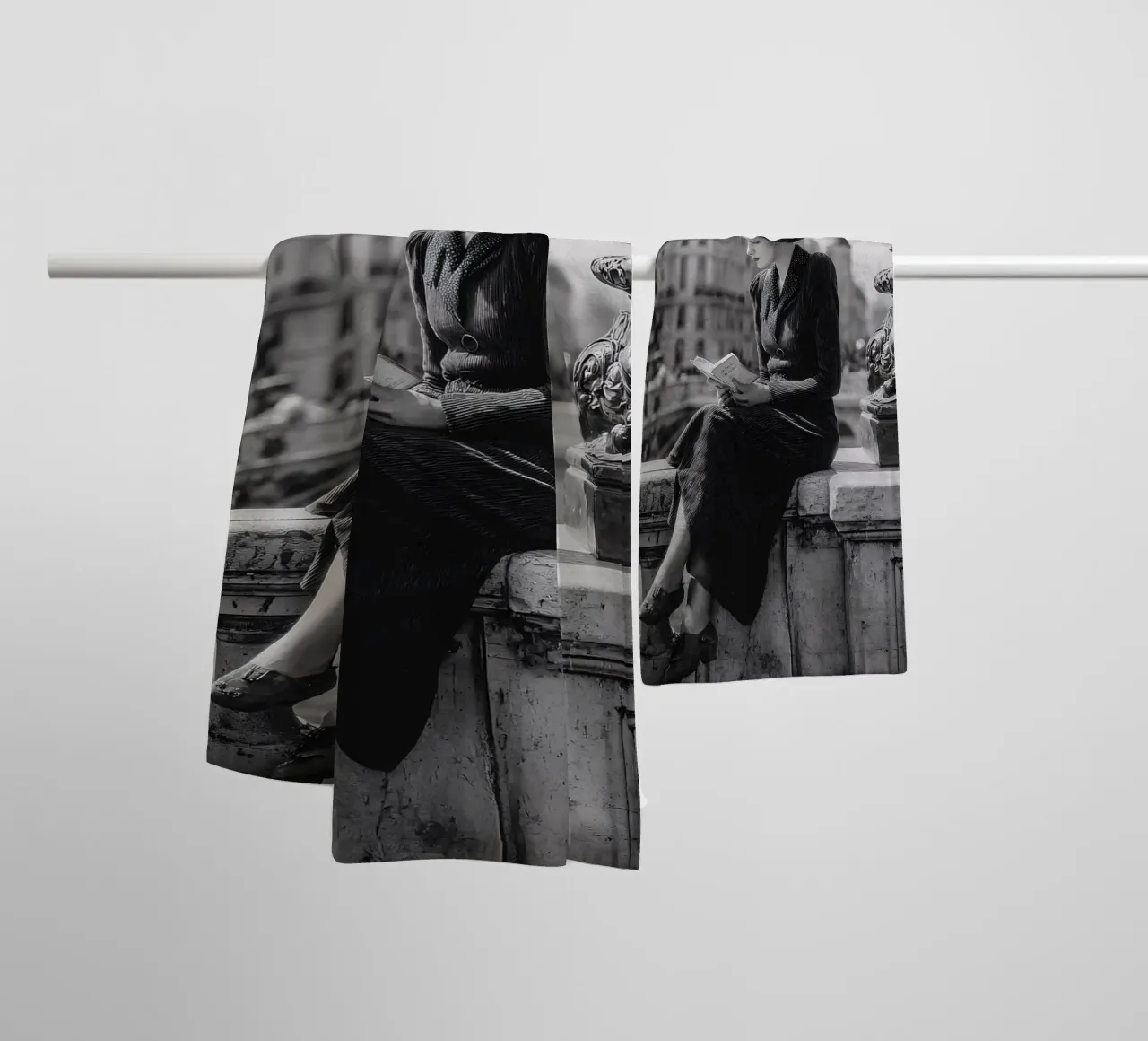 The reader from Pont Neuf towel by M-Ulrich-Digital Art