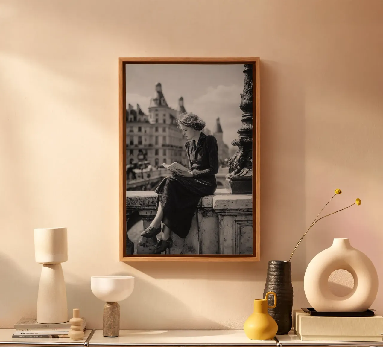 The reader from Pont Neuf canvas with Floater frame by M-Ulrich-Digital Art
