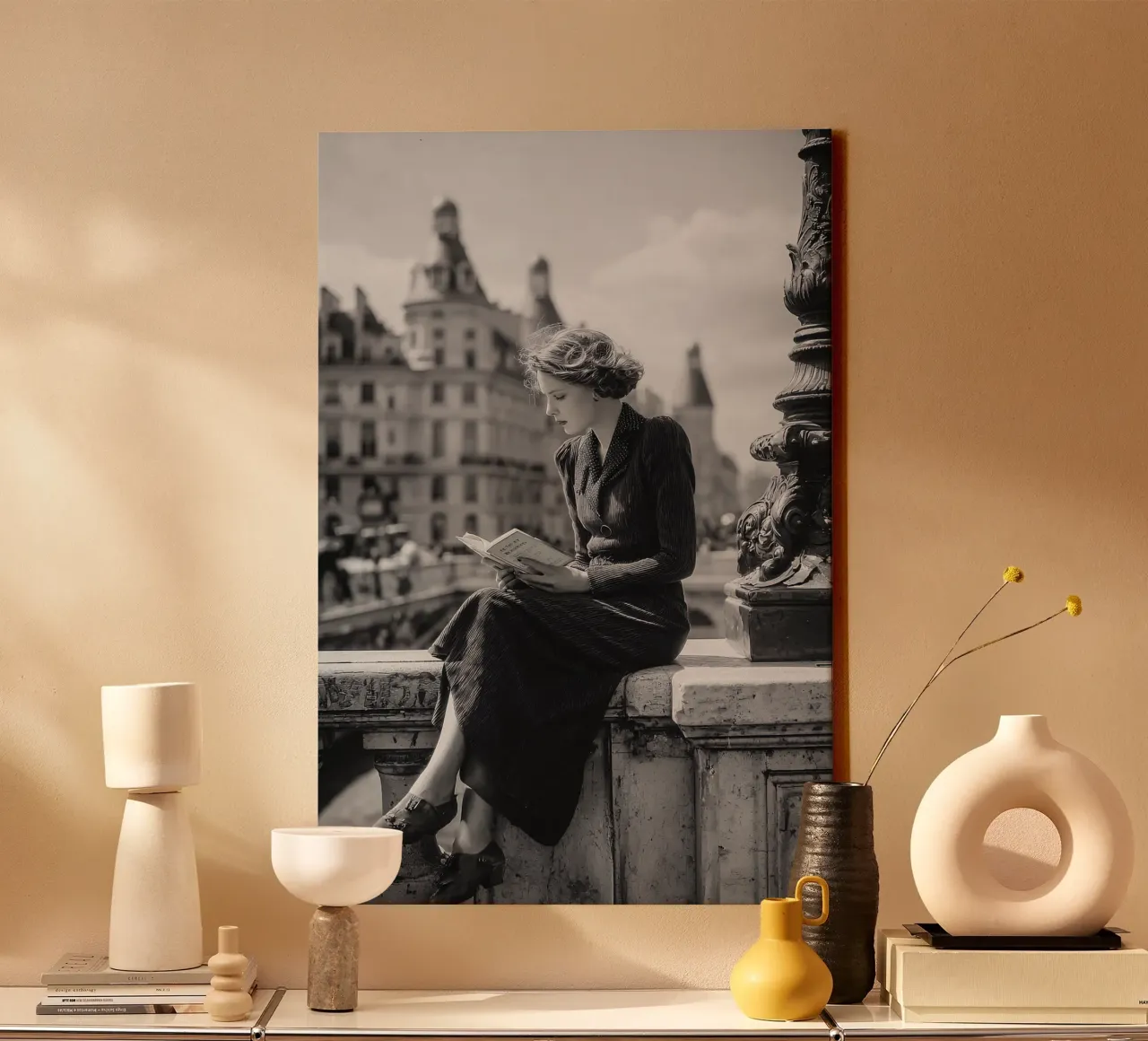 The reader from Pont Neuf canvas with Floater frame by M-Ulrich-Digital Art