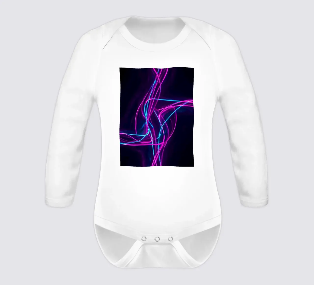 Astratto rosa e blu strisce di luce su sfondo scuro body neonato maniche lunghe da DesignDoodle