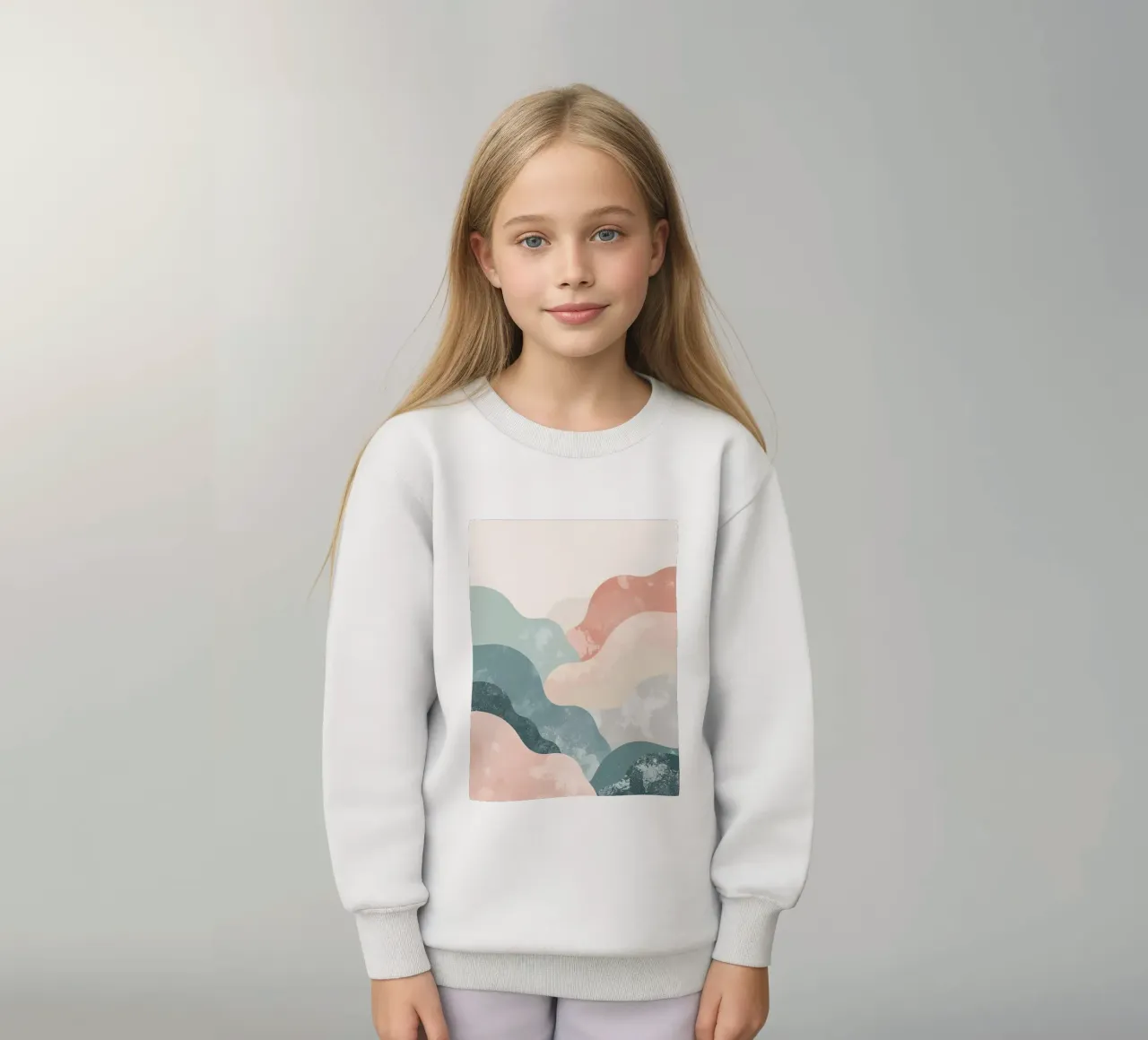 Illustrazione astratta di forme ondulate in colori tenui felpa bambino da DesignDoodle