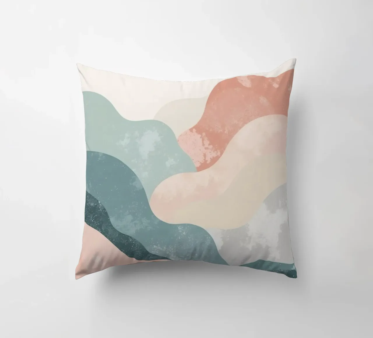 Illustrazione astratta di forme ondulate in colori tenui cuscino da DesignDoodle