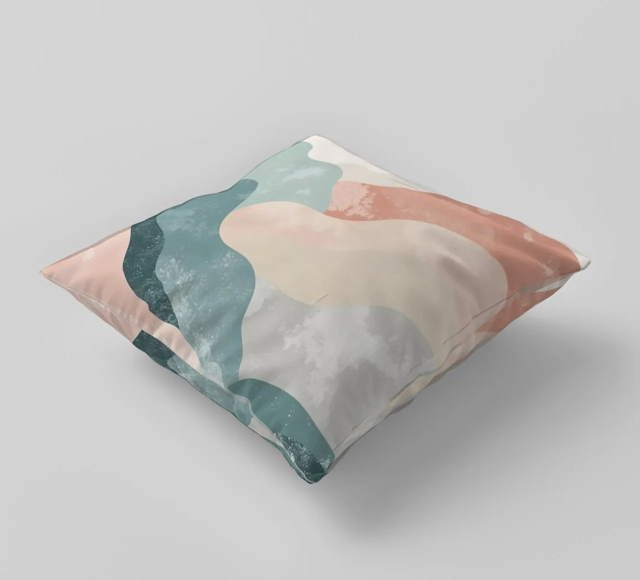 Illustrazione astratta di forme ondulate in colori tenui cuscino da DesignDoodle