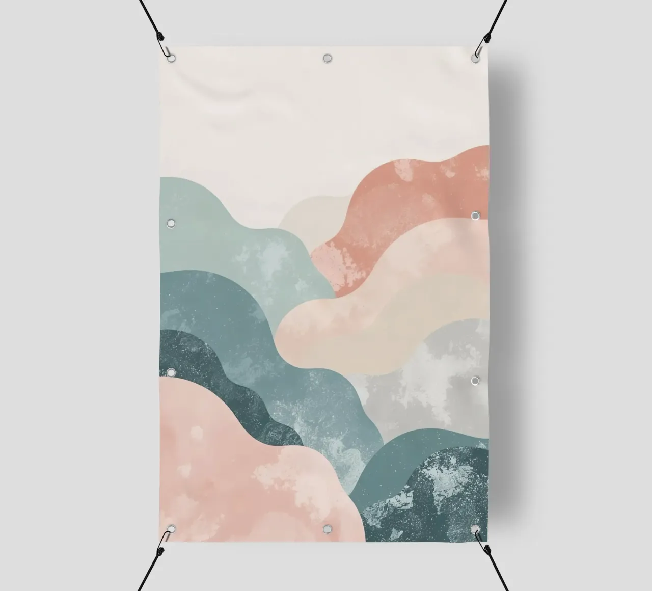 Illustrazione astratta di forme ondulate in colori tenui telo in pvc da DesignDoodle