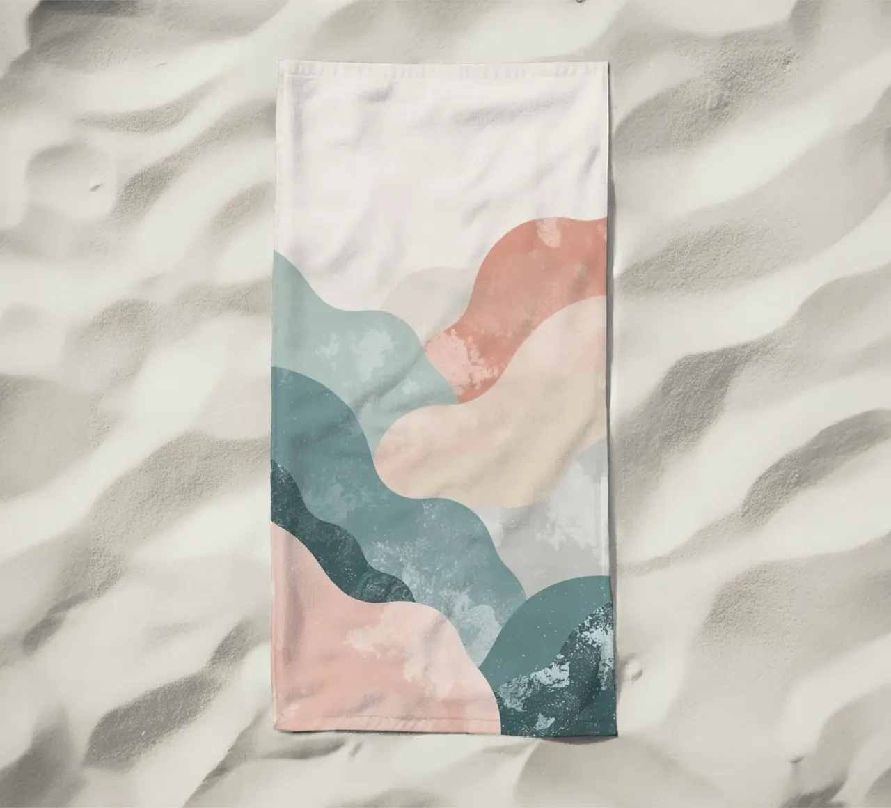 Illustrazione astratta di forme ondulate in colori tenui telo mare da DesignDoodle