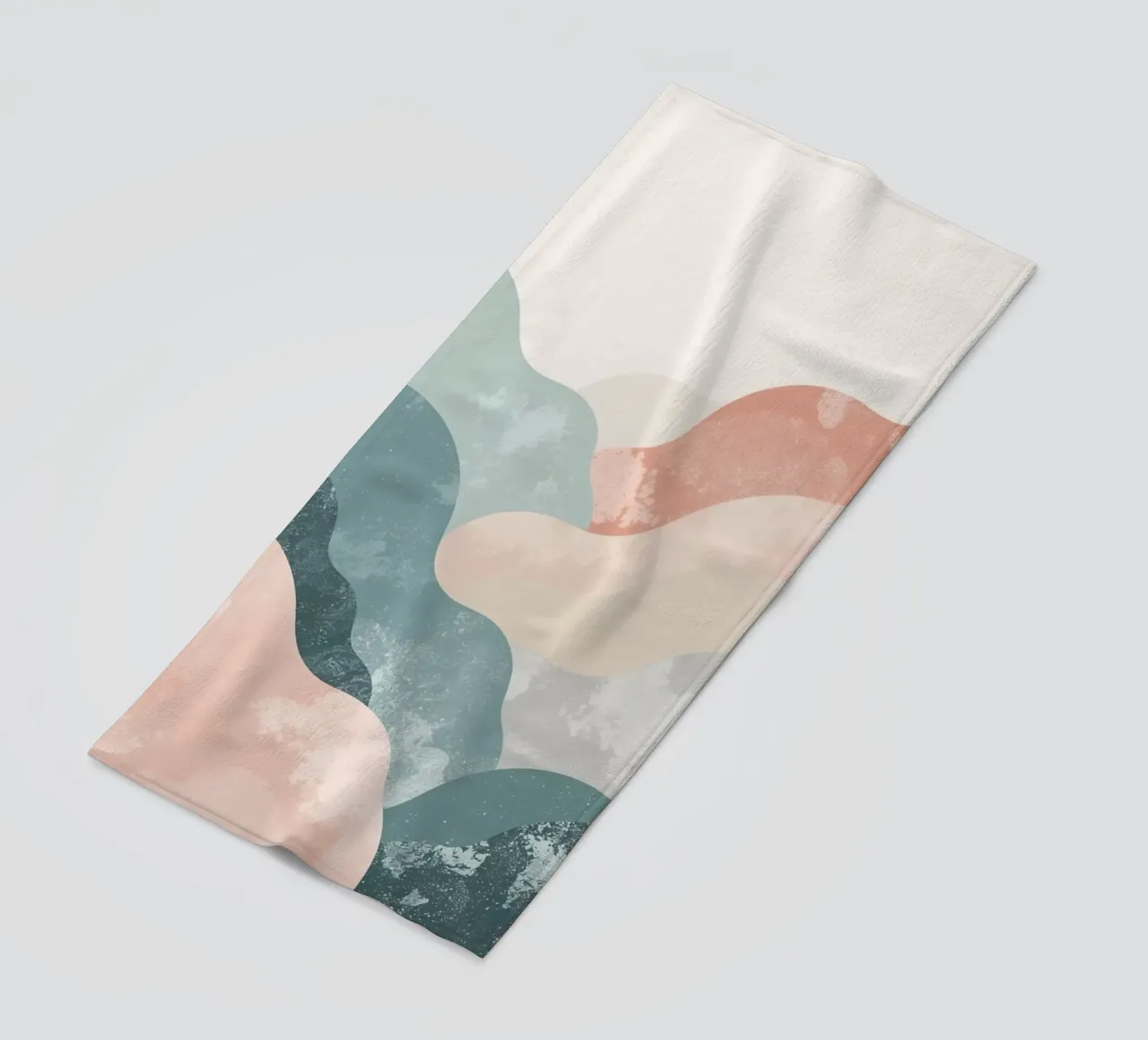 Illustrazione astratta di forme ondulate in colori tenui telo mare da DesignDoodle