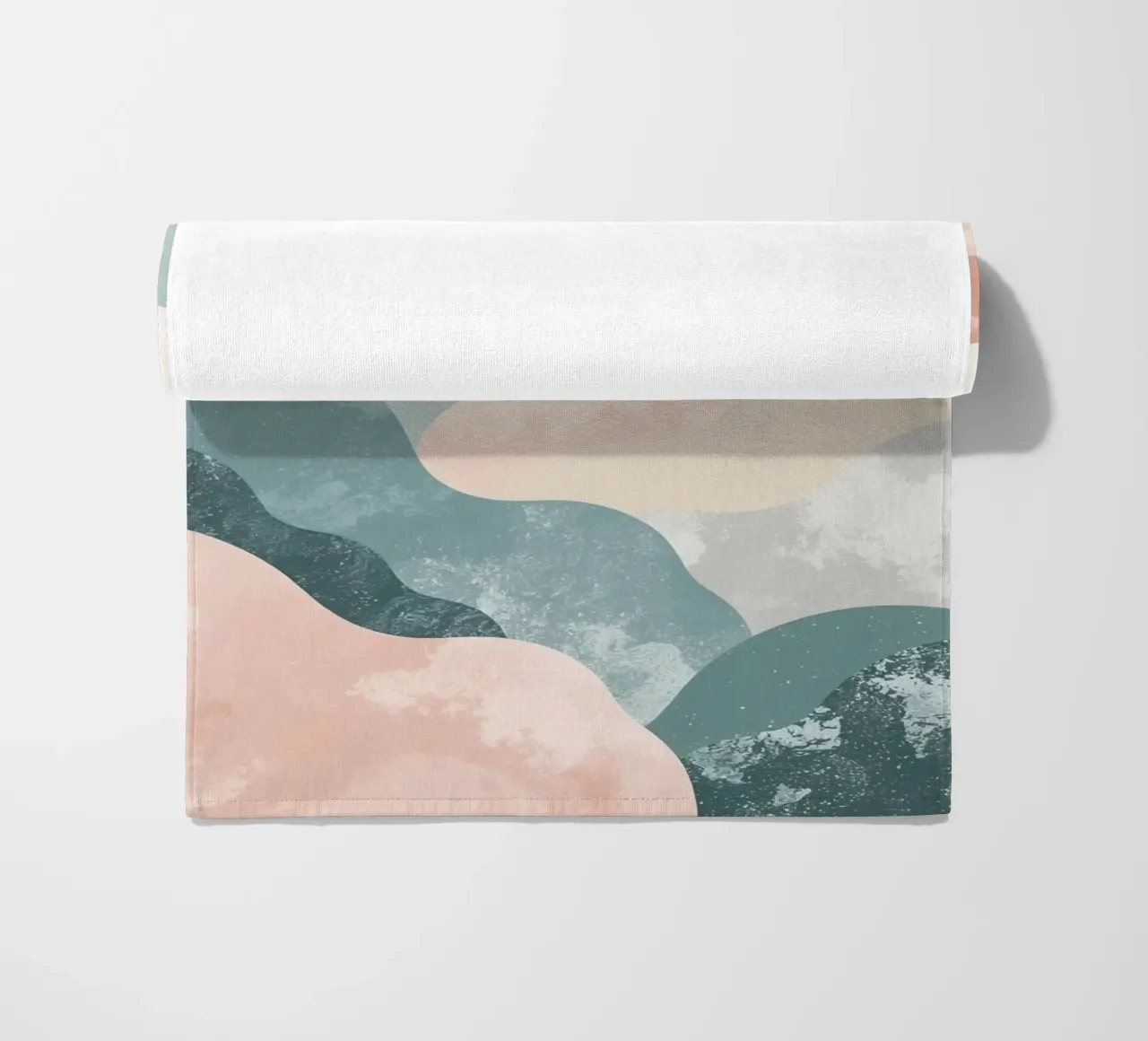 Illustrazione astratta di forme ondulate in colori tenui telo mare da DesignDoodle