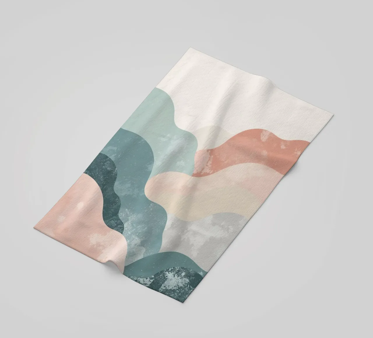 Illustrazione astratta di forme ondulate in colori tenui telo mare da DesignDoodle