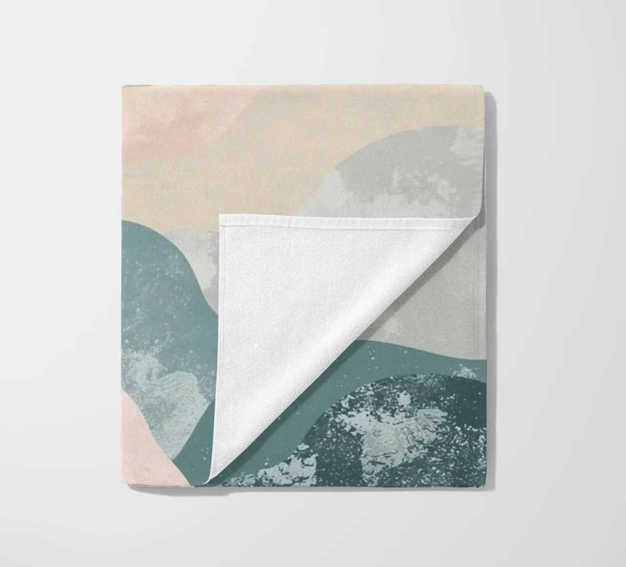 Illustrazione astratta di forme ondulate in colori tenui telo mare da DesignDoodle