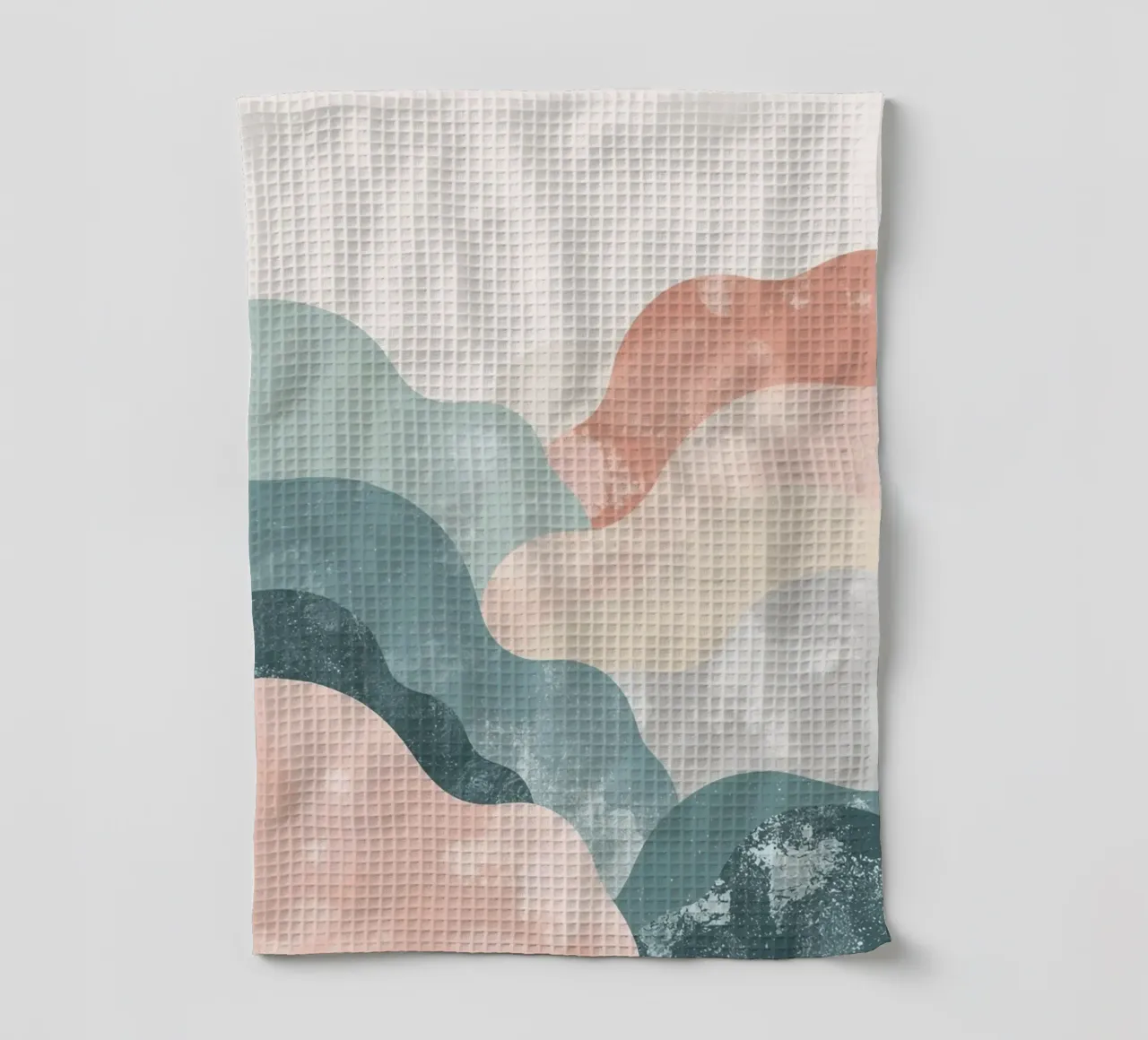 Illustrazione astratta di forme ondulate in colori tenui canovaccio da cucina da DesignDoodle
