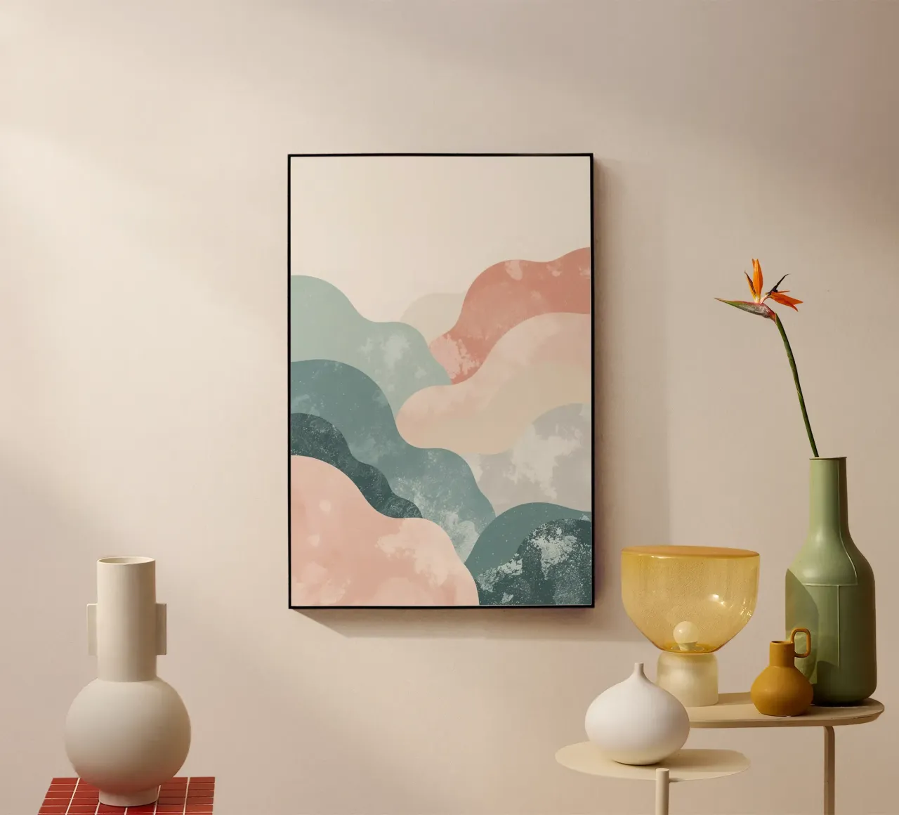 Illustrazione astratta di forme ondulate in colori tenui plexiglass da DesignDoodle