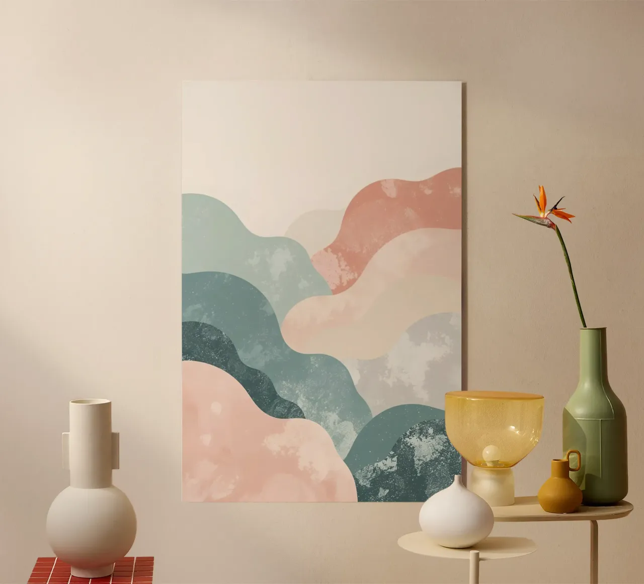 Illustrazione astratta di forme ondulate in colori tenui plexiglass da DesignDoodle