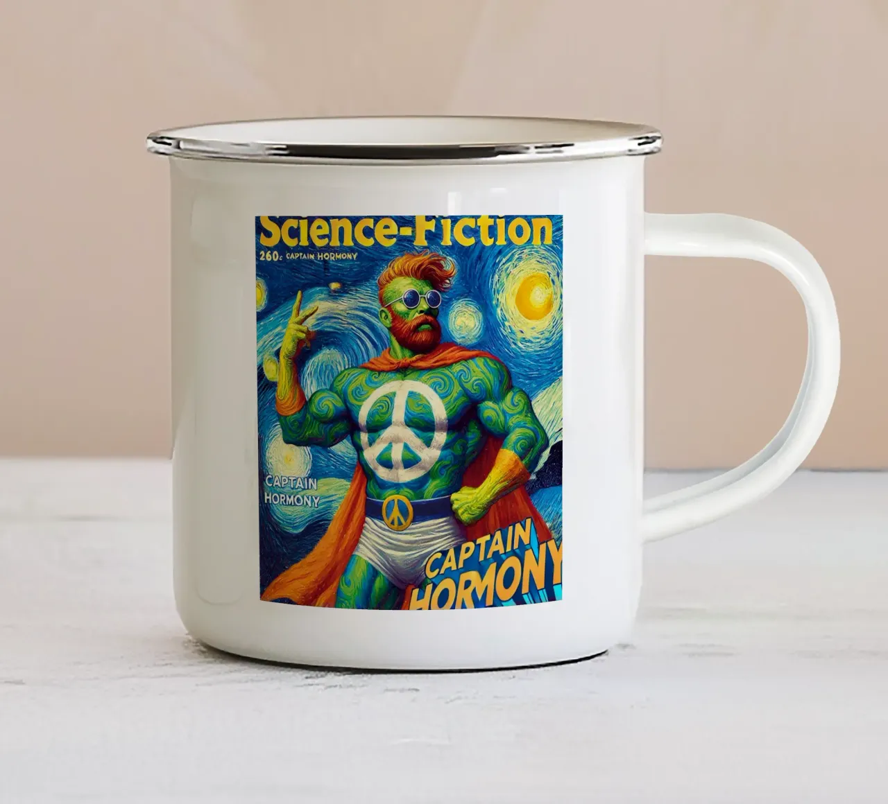 CAPTAIN HORMONY tazza in smalto da Vintage Van Gogh