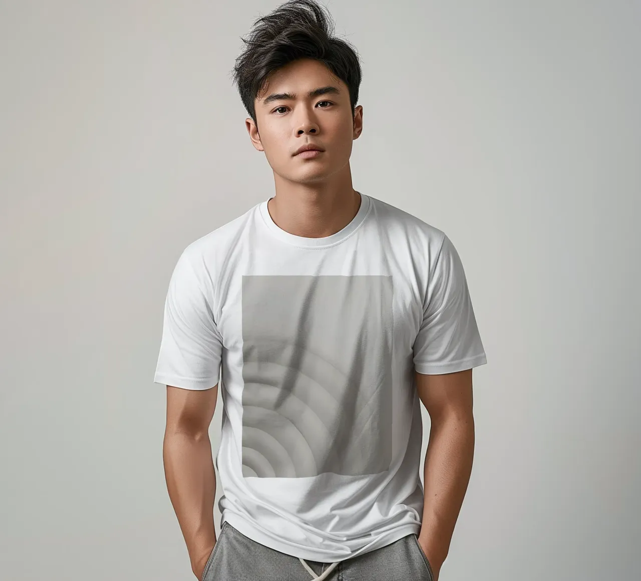 Forme grigie curve concentriche su sfondo grigio t-shirt da DesignDoodle
