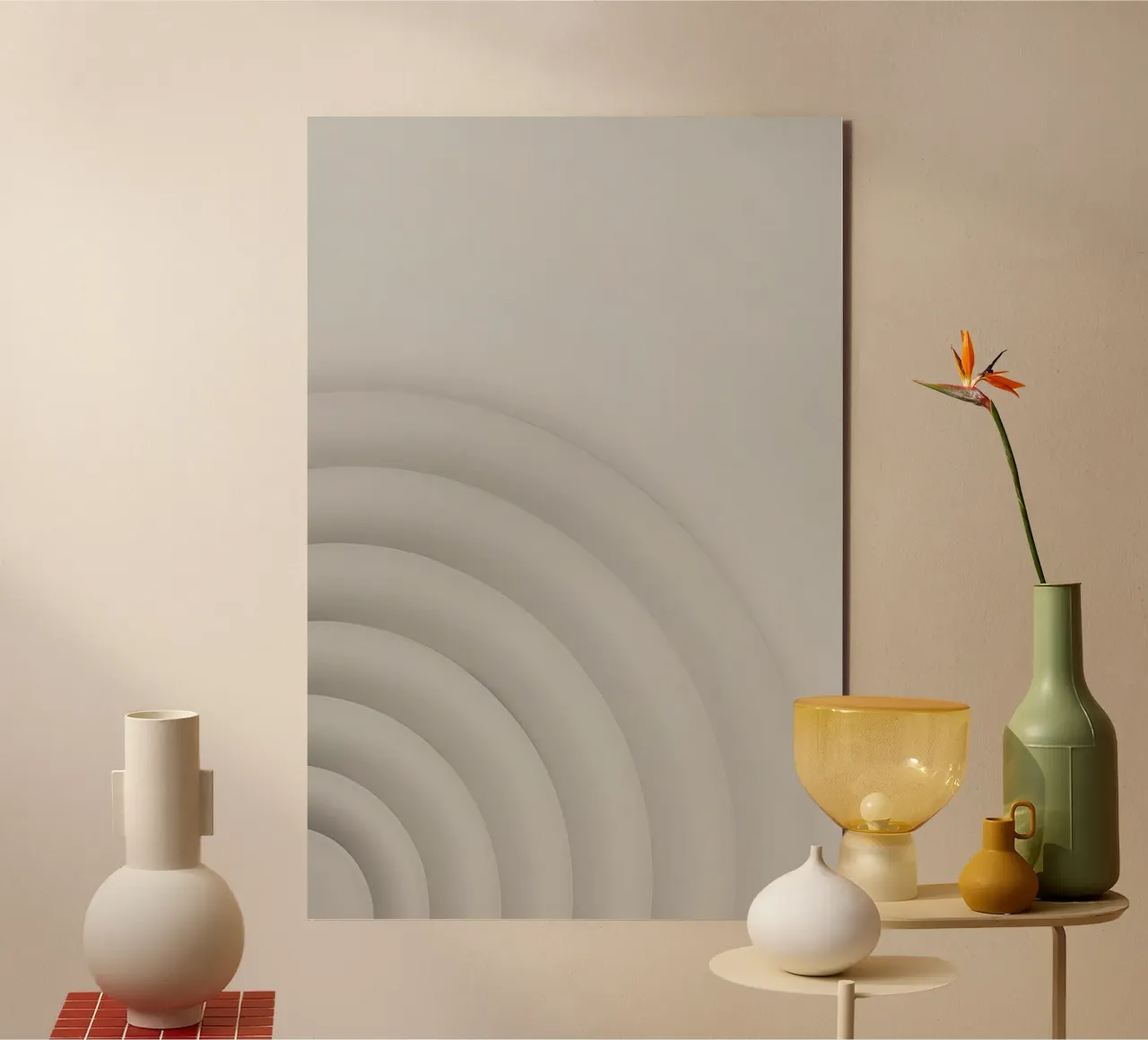 Forme grigie curve concentriche su sfondo grigio alluminio dibond da DesignDoodle