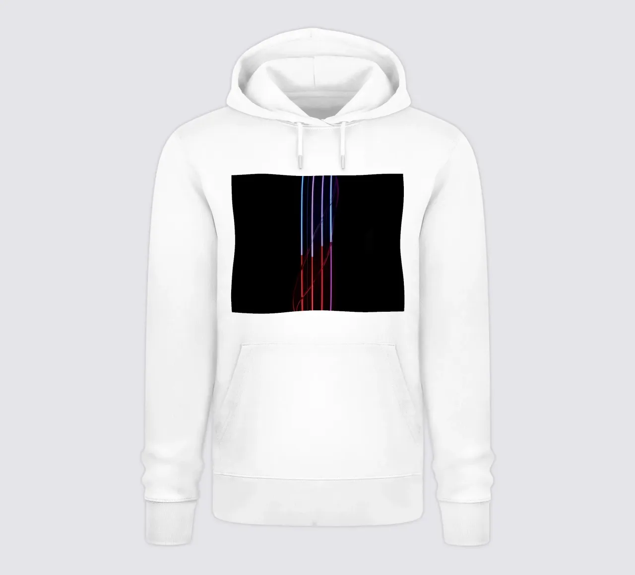 Cinque barre luminose al neon graduali con filo su nero felpa con cappuccio da DesignDoodle