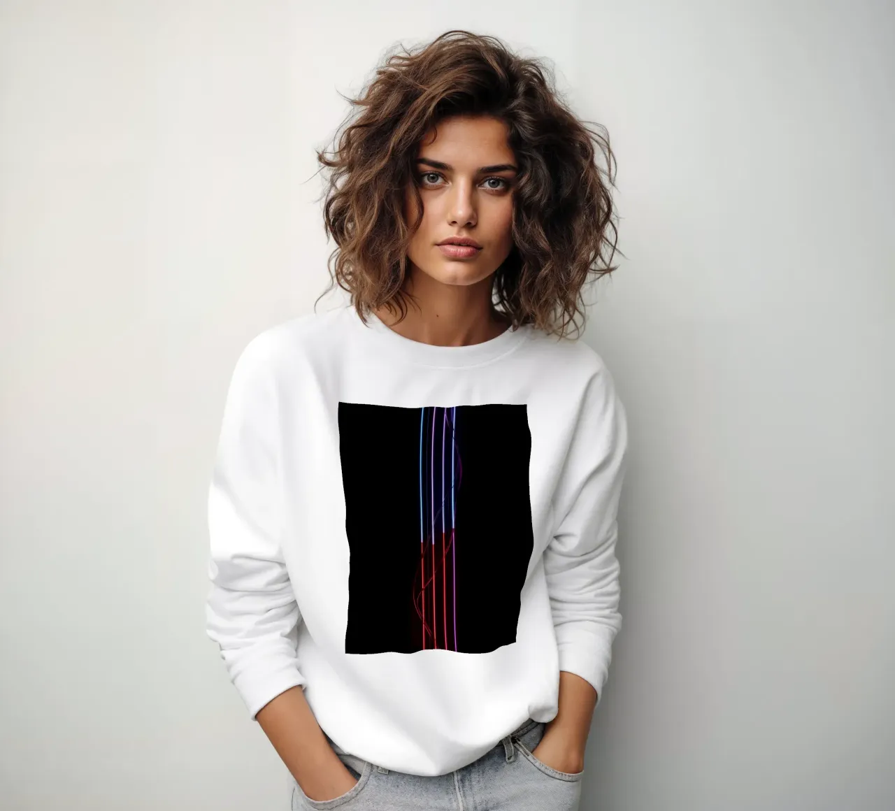 Cinque barre luminose al neon graduali con filo su nero felpa da DesignDoodle