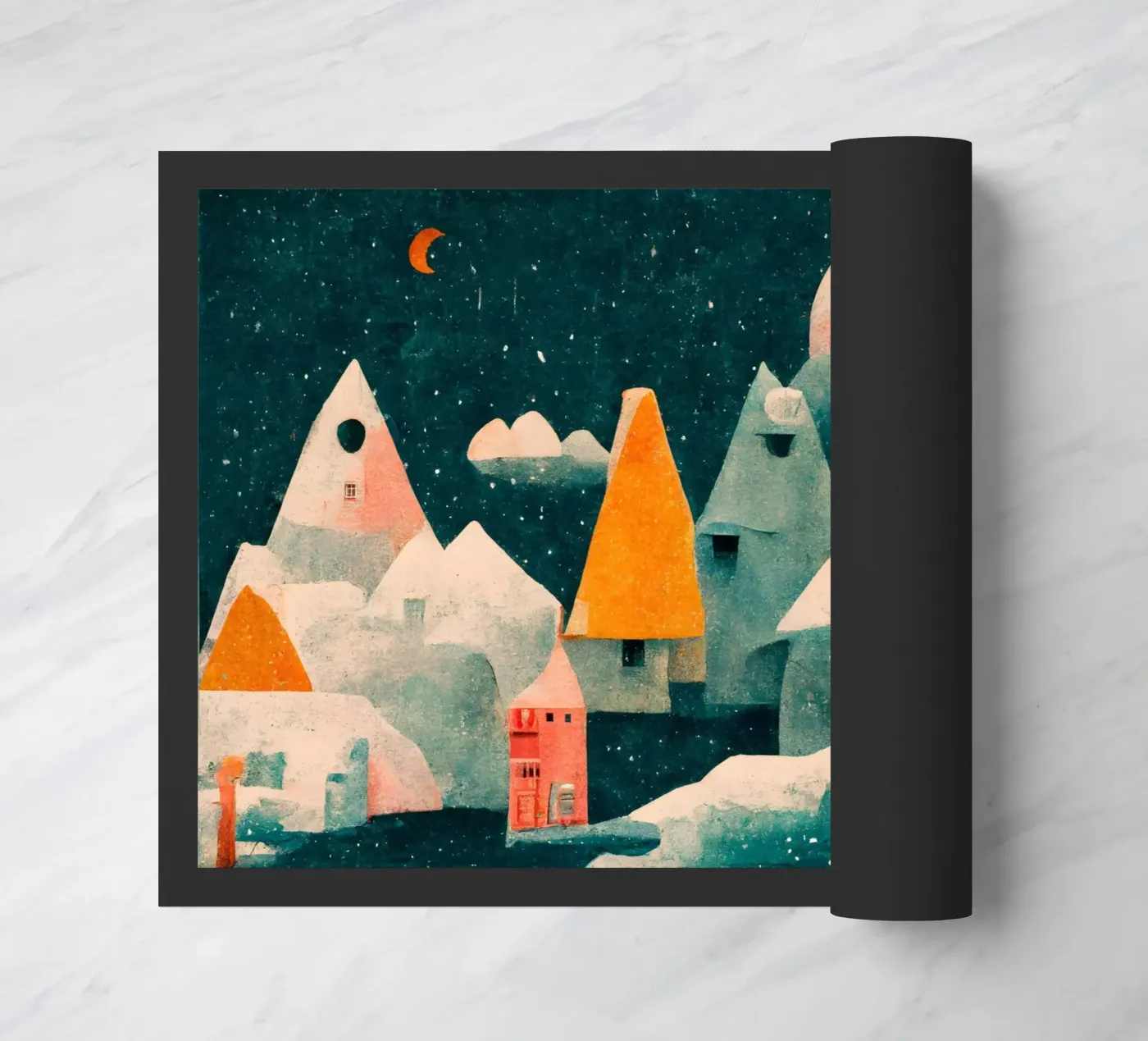 Tiny Town And Moon doormat by treechild