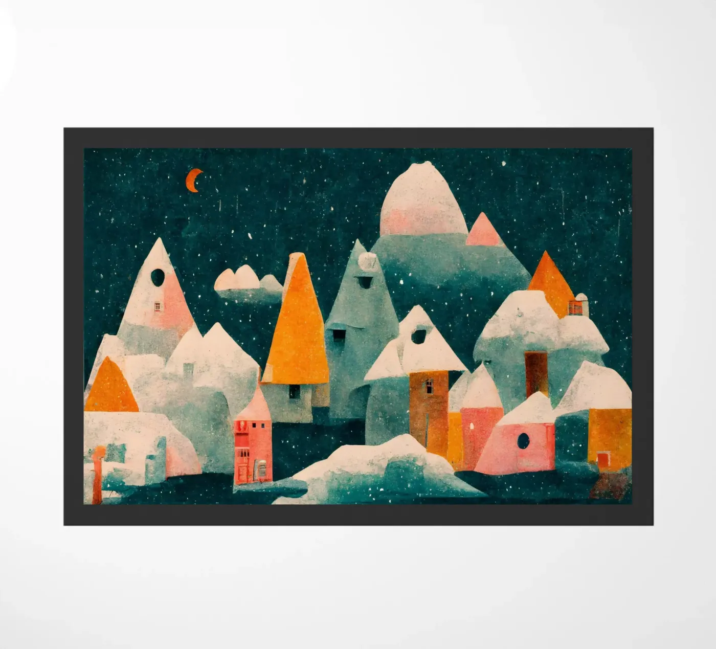 Tiny Town And Moon doormat by treechild