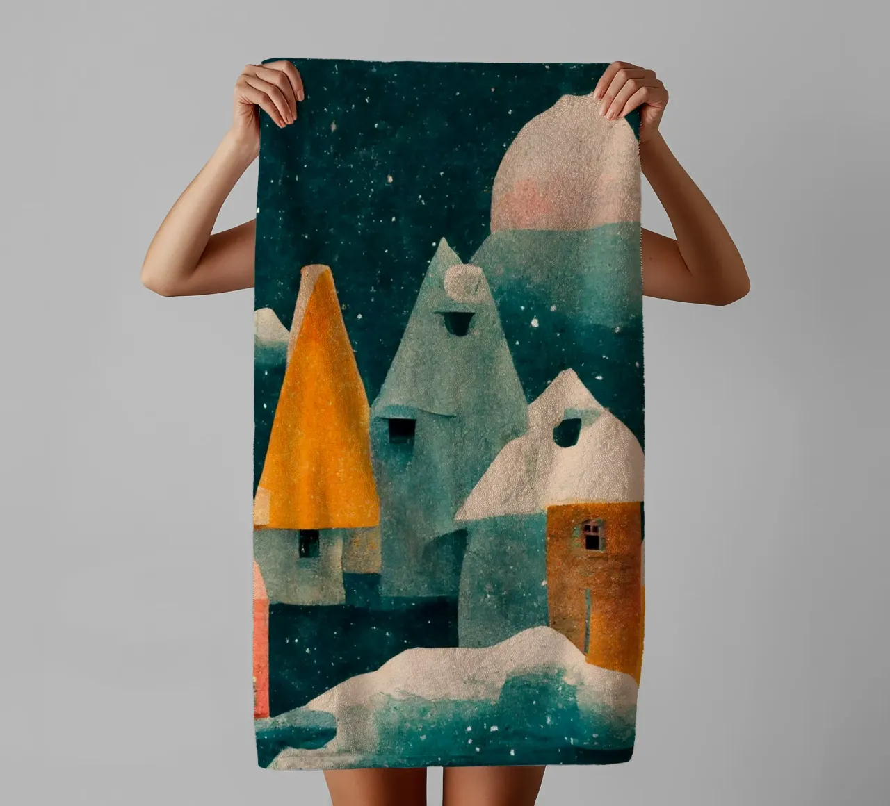 Tiny Town And Moon asciugamano da bagno da treechild