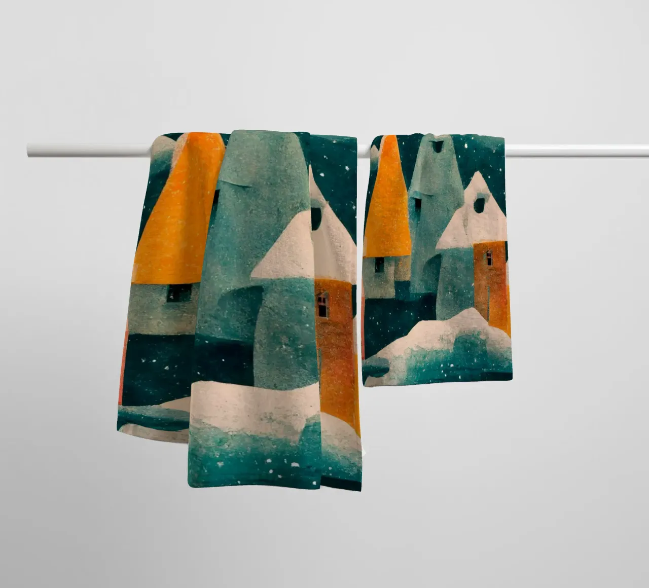 Tiny Town And Moon asciugamano da bagno da treechild