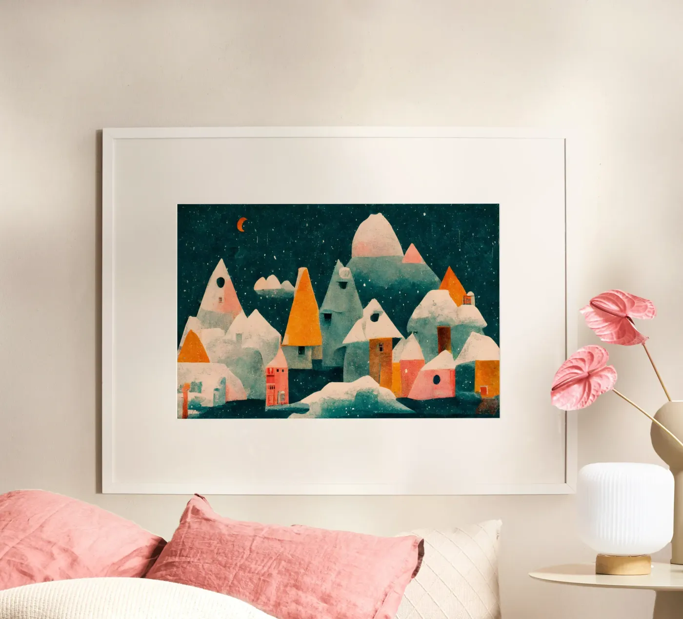 Tiny Town And Moon poster by treechild