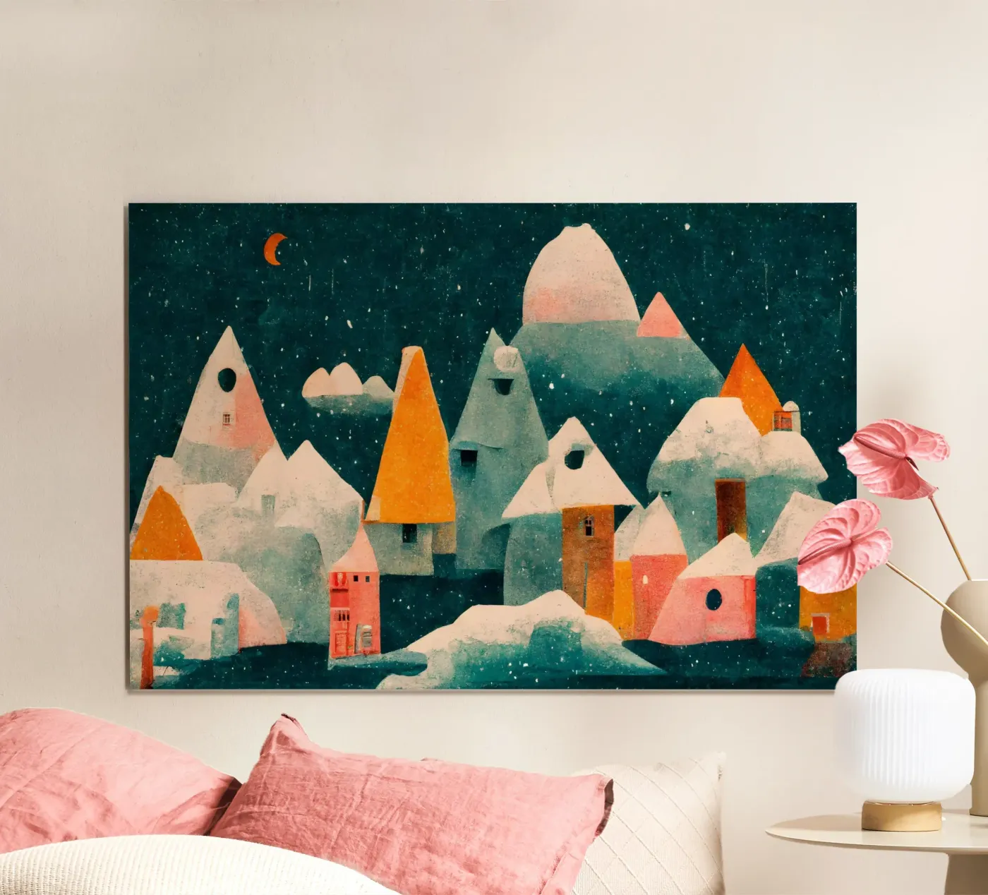 Tiny Town And Moon poster by treechild