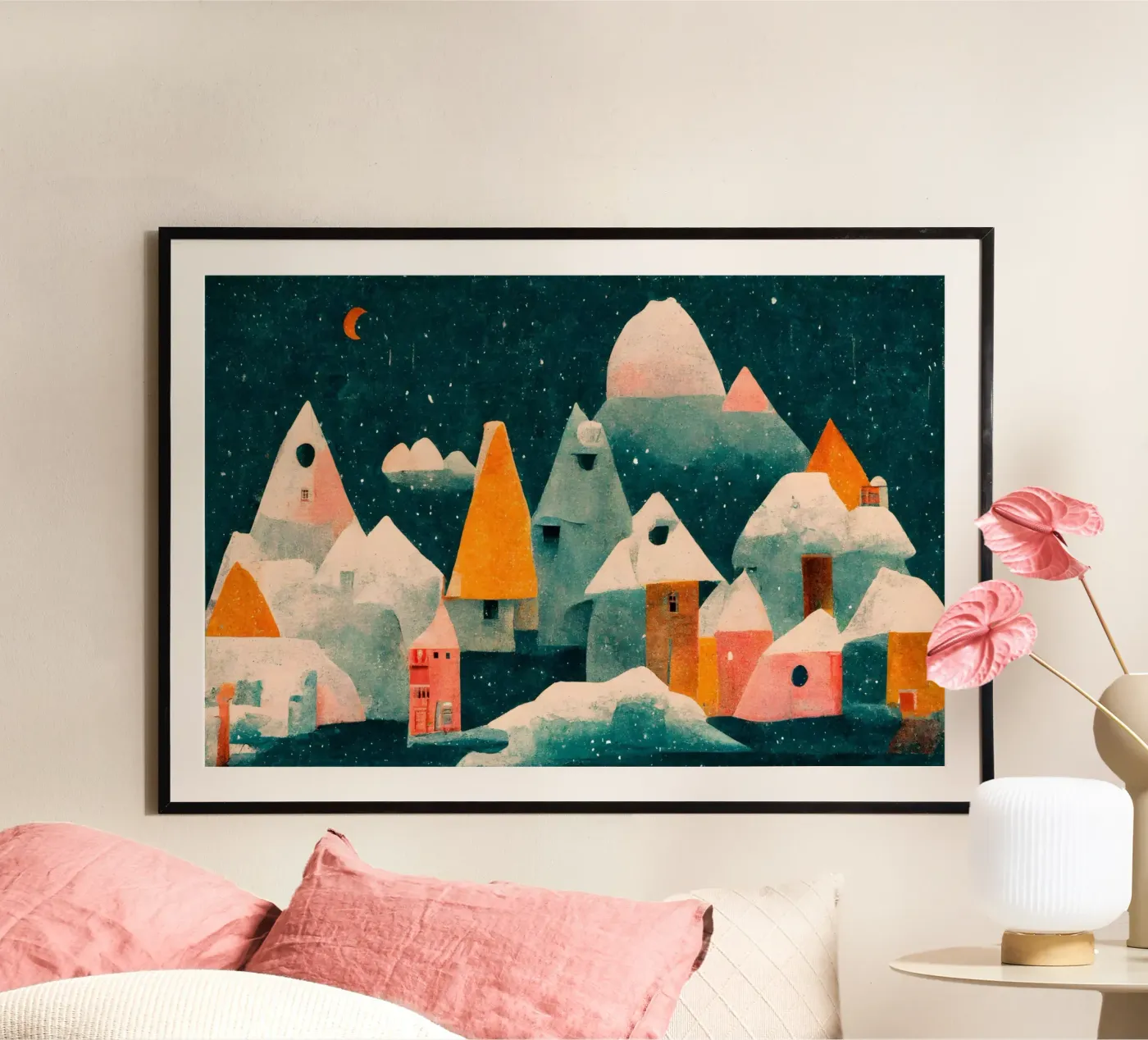 Tiny Town And Moon poster by treechild