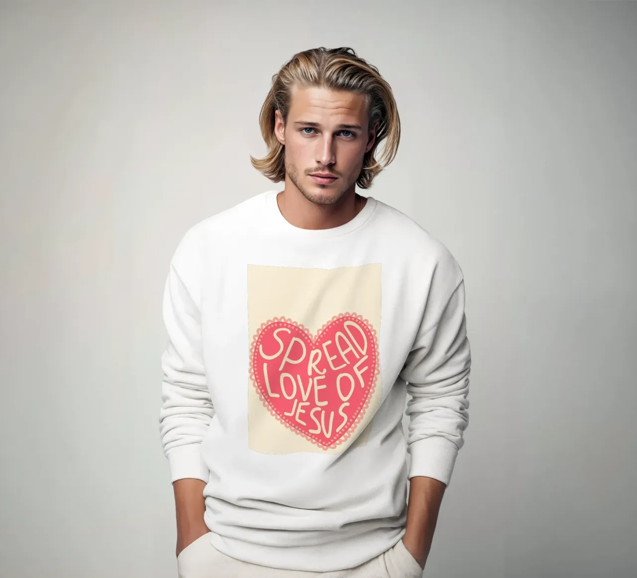 Diffondere l'amore di Gesù Cuore cristiano Poster felpa da vintagepod