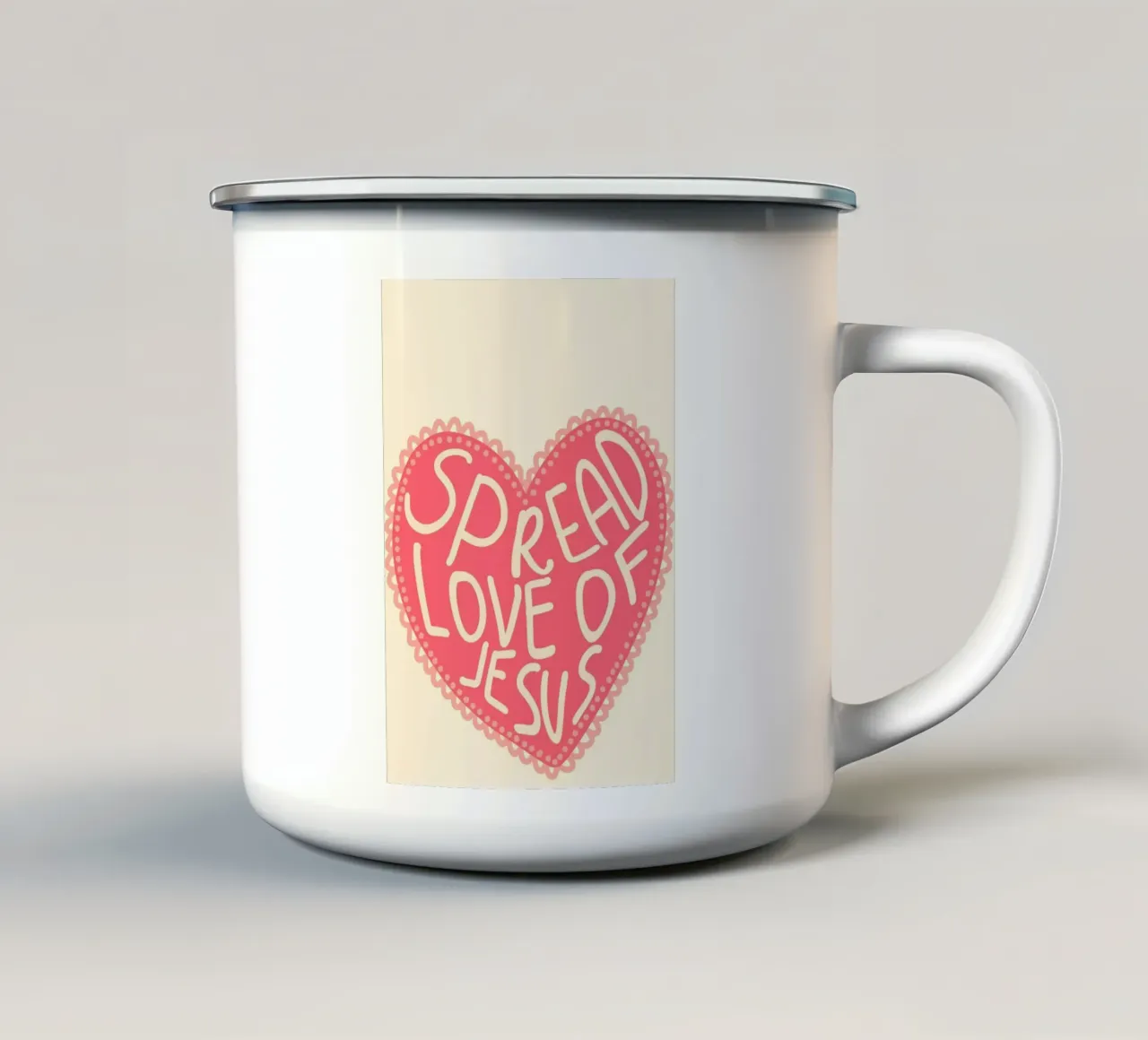 Diffondere l'amore di Gesù Cuore cristiano Poster tazza in smalto da vintagepod