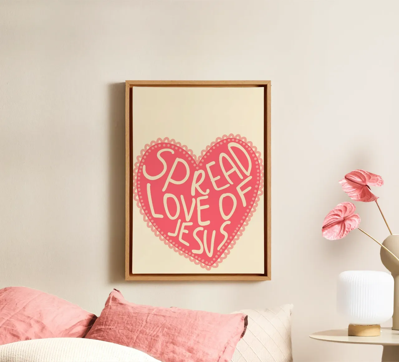 Diffondere l'amore di Gesù Cuore cristiano Poster tela con Cornice a cassetta da vintagepod