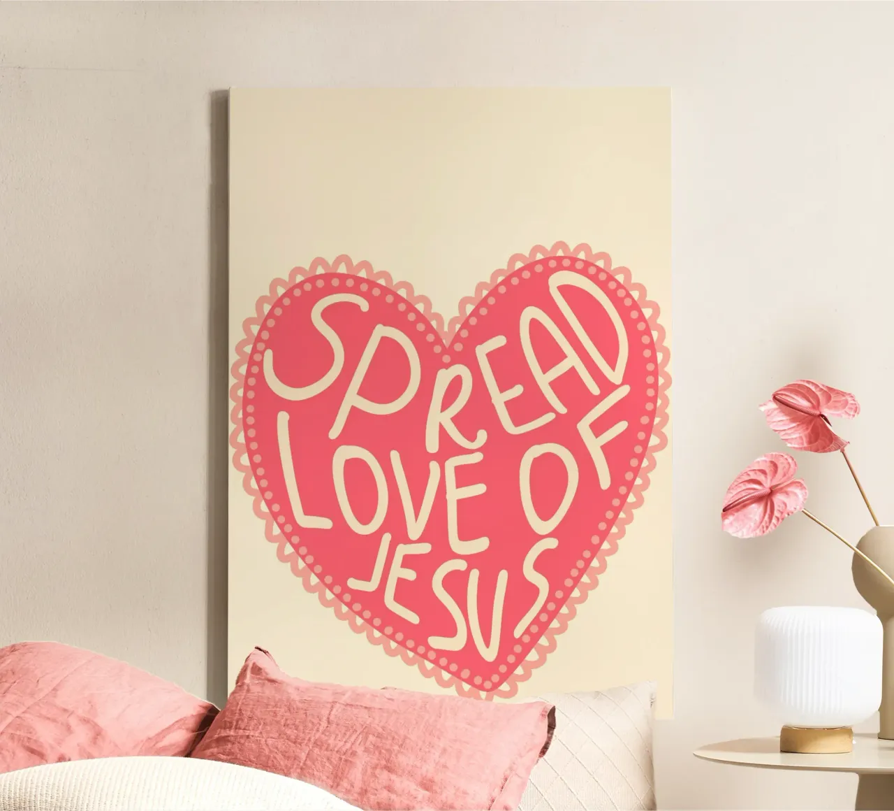 Diffondere l'amore di Gesù Cuore cristiano Poster tela con Cornice a cassetta da vintagepod