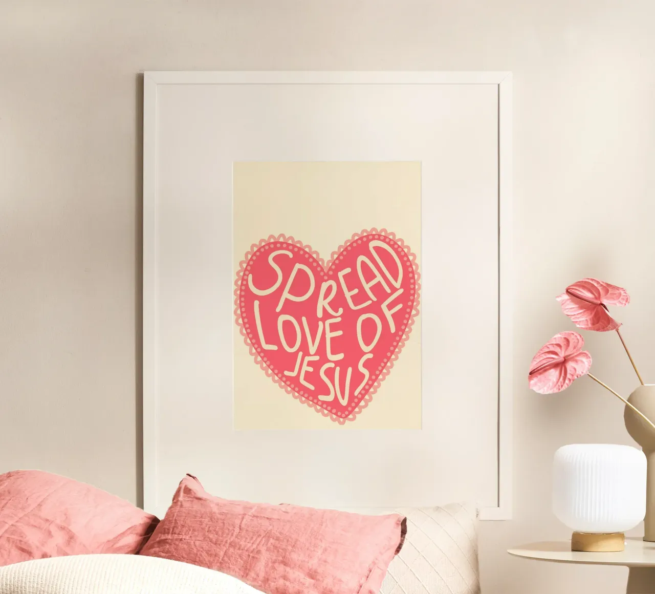 Diffondere l'amore di Gesù Cuore cristiano Poster poster con telaio in legno da vintagepod