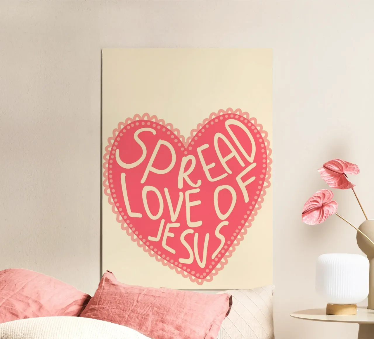 Diffondere l'amore di Gesù Cuore cristiano Poster poster con telaio in legno da vintagepod