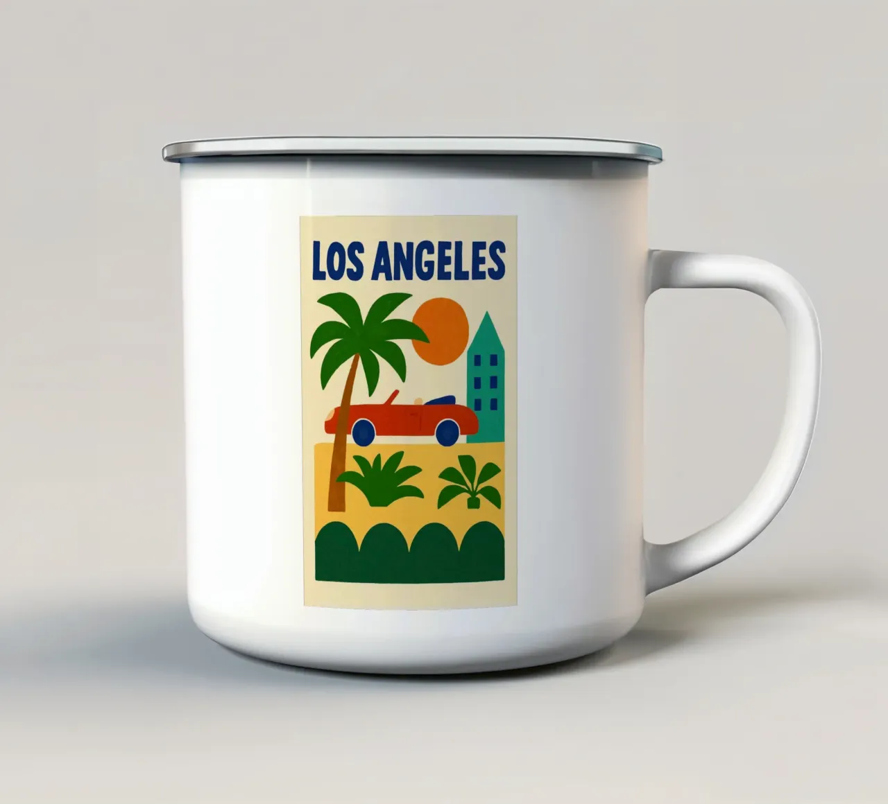 Cabriolet rossa a Los Angeles tazza in smalto da JETLAG | affiches voyage