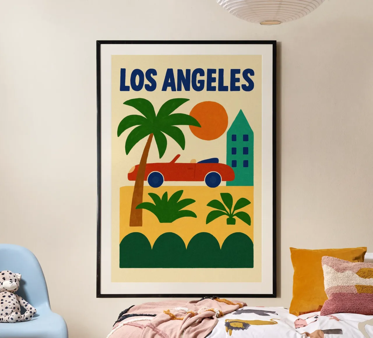 Cabriolet rossa a Los Angeles poster con telaio in plastica da JETLAG | affiches voyage